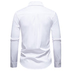 Herren elegantes Langarmhemd mit floraler Stickerei EB