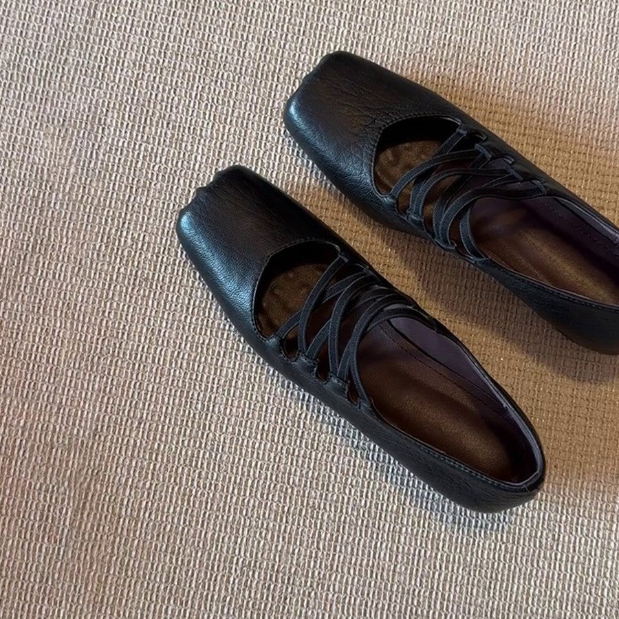 Damen elegante Ballerinas mit modischem Schnürdesign EB