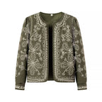 Damen gestickte Blumenjacke mit Volumenärmeln EB