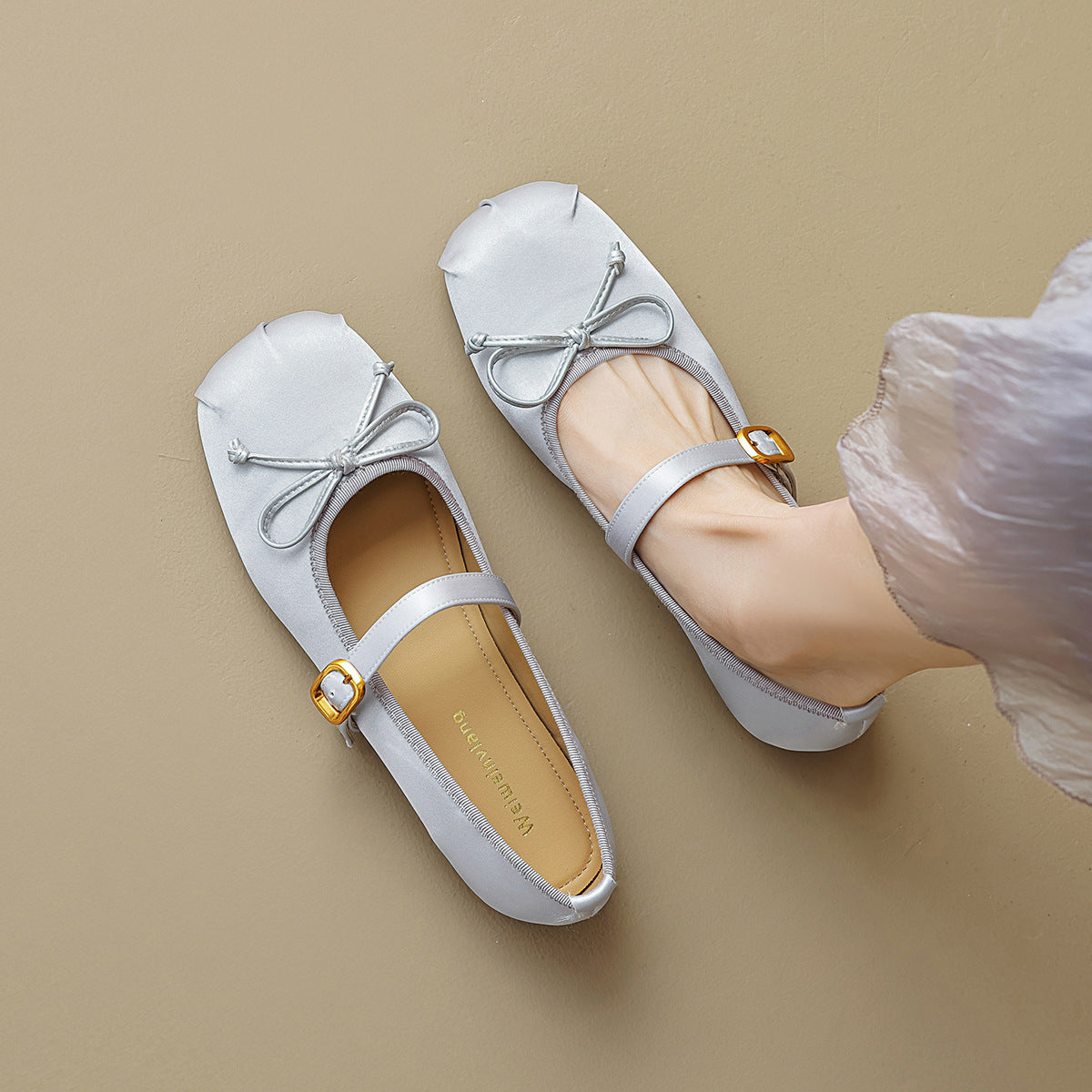 Damen Ballerinas mit modischem Schnallenakzent EB