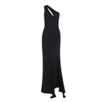 Damen Elegantes Maxikleid mit asymmetrischem Schnitt und Raffung EB