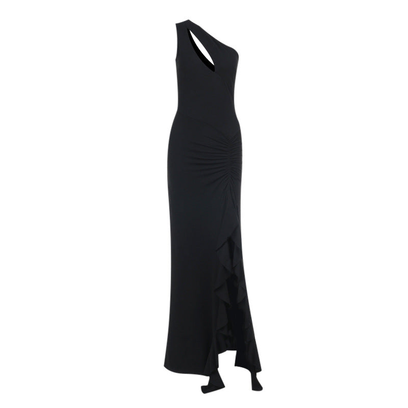 Damen Elegantes Maxikleid mit asymmetrischem Schnitt und Raffung EB