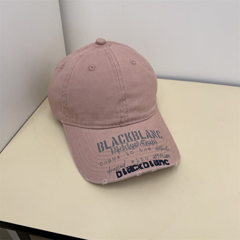 Distressed Denim-Baseballkappe mit Grafik für Herren