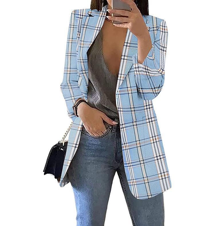 Damen Karierter Blazer mit modernem Schnitt und lässigen Details EB
