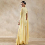 Damen Elegantes Maxikleid mit fließendem Stoff und ausgefallenen Ärmeln EB