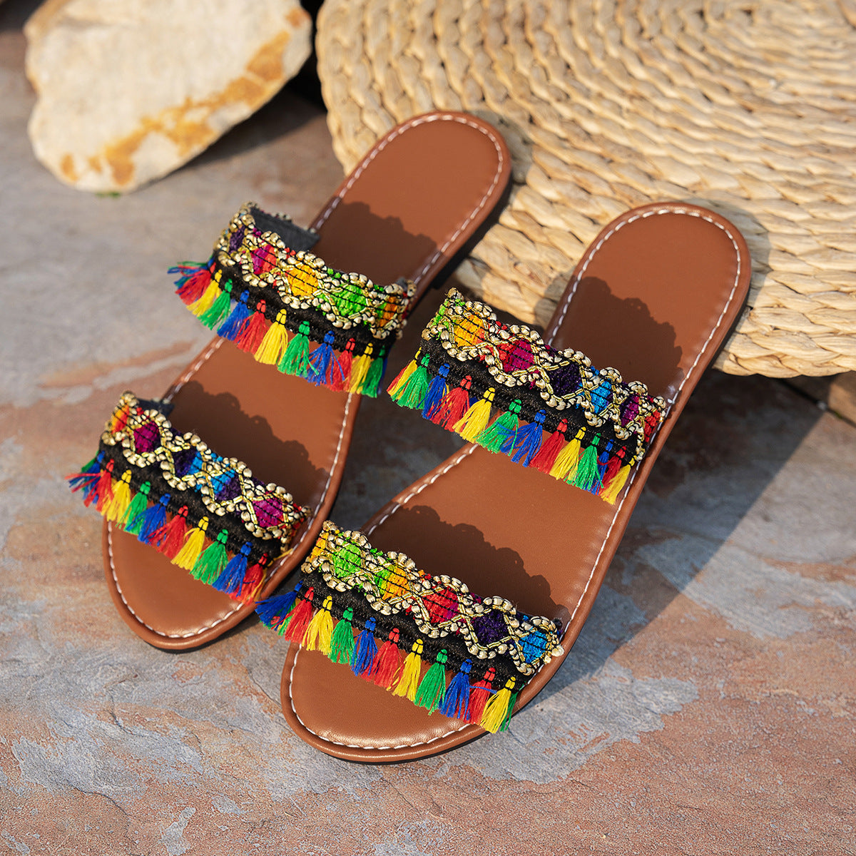 Damen Bunte Embellished Sandalen EB