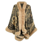 Damen luxuriöser Poncho mit dekorativem Fleece-Wärmeschutz EB