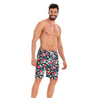 Herren Badeshorts mit floralem Muster und elastischem Bund EB