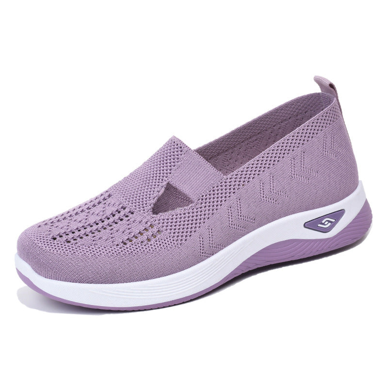 Damen bequeme Slip-On Schuhe mit atmungsaktiver Strickoberfläche EB