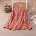 Damen lässige Bluse mit strukturiertem Stoff und Knopfdetail EB
