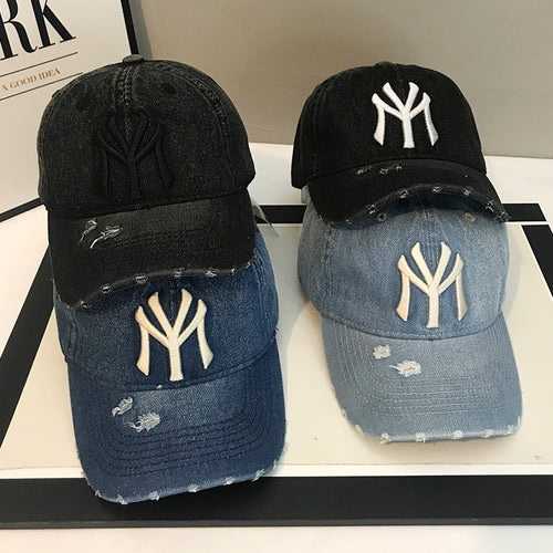 Baseballkappe für Herren aus Distressed-Denim