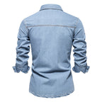 Herren Denim Hemd mit zwei Brusttaschen und modischem Schnitt EB