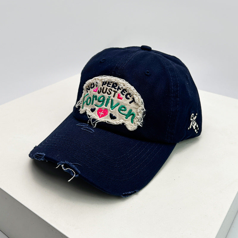 Inspirierende Damen-Baseballkappe aus Baumwolle im Used-Look