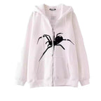 Damen Kapuzenjacke mit kreativem Spinnenmotiv und praktischem Reißverschluss EB