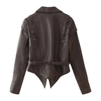 Damen Bikerjacke mit raffinierten Schnürdetails und tailliertem Schnitt EB