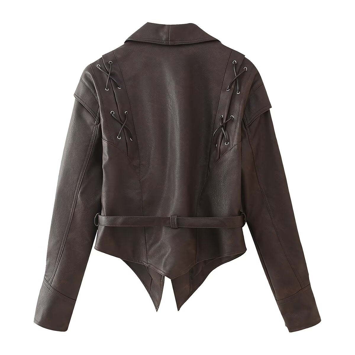 Damen Bikerjacke mit raffinierten Schnürdetails und tailliertem Schnitt EB