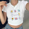Damen Crop-T-Shirt mit kreativem Freizeitdesign EB