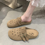 Damen bequeme Clogs mit doppeltem Schnallenverschluss EB