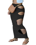 Damen Maxirock mit innovativen Cut-Outs und elastischem Bund EB