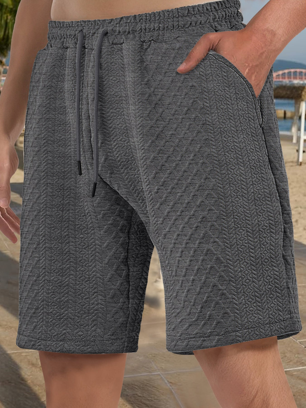 Herren-Strandbermuda aus Waffel-Jersey