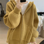 Damen Kapuzenjacke mit trendigem Rippstrickdesign und praktischen Taschen EB