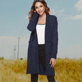 Damen Strickmantel mit voluminösen Ärmeln und praktischen Taschen EB