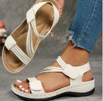 Damen Bequeme und modische Freizeit-Sandalen mit verstellbaren Riemen und gepolsterter Sohle EB