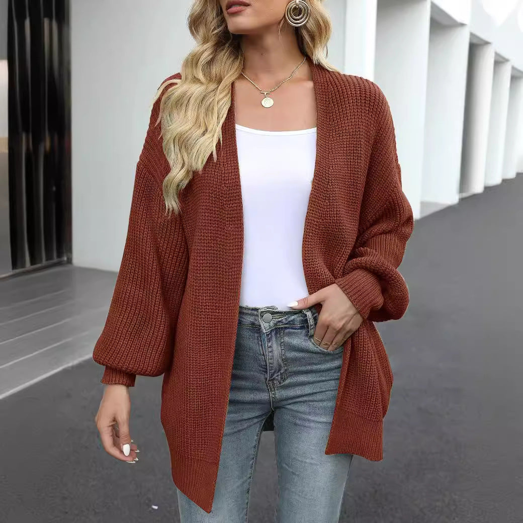 Damen Grob gestrickter Cardigan mit überschnittenen Schultern EB