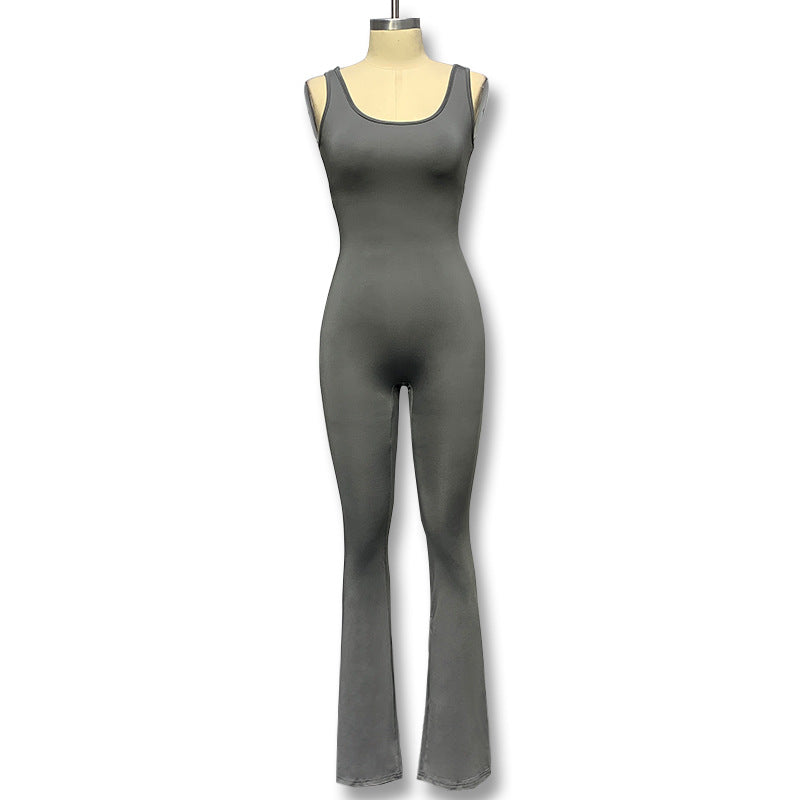 Damen Eleganter Jumpsuit mit figurbetonendem Schnitt und flared Beinen EB