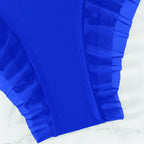 Damen High-Waist Badeshorts mit Rüschendetails