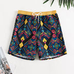 Freizeitshorts für Damen mit buntem geometrischem Muster