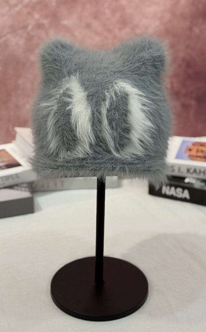 Gemütliche Kunstfell-Mütze mit Katzenohren