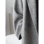 Damen Oversized Wolle-Mantel mit elegantem Revers und doppelt Knopfverschluss EB