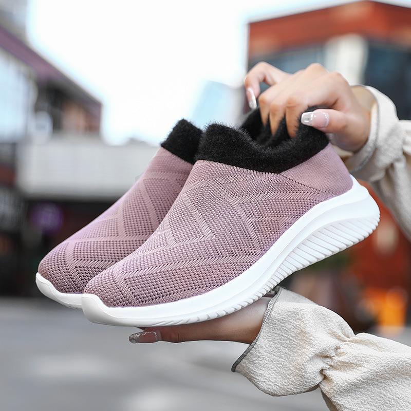 Damen Bequeme Slip-On Laufschuhe mit weich gefüttertem Kragen EB