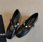 Damen Ballerina-Schuhe mit dekorativer Schnalle und elegantem Design EB