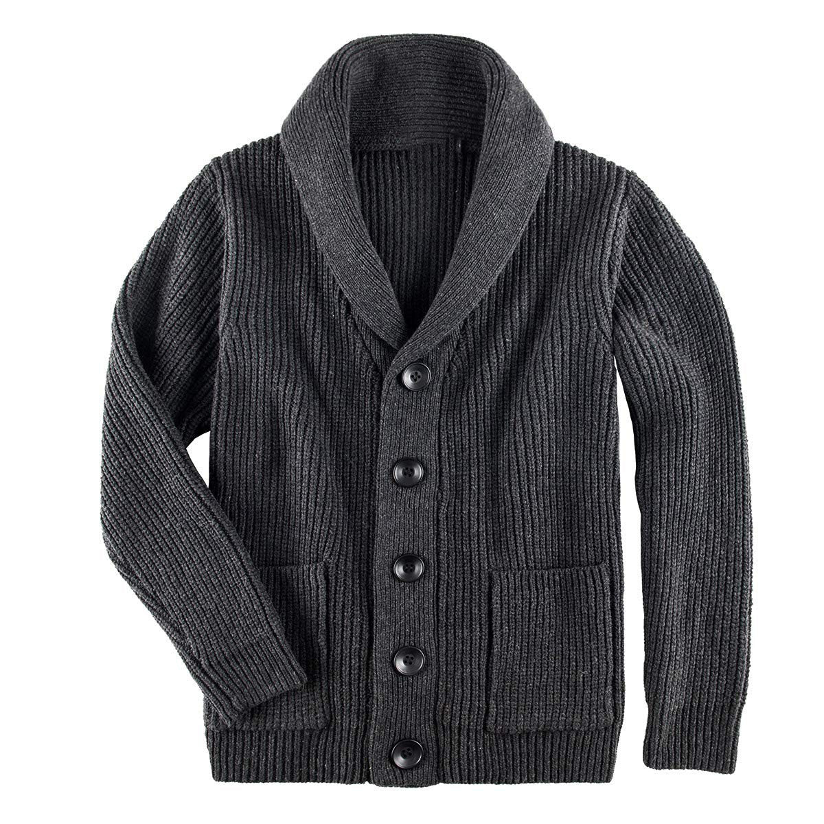 Damen Grobstrick Pulloverjacke mit elegantem Schalkragen und knöpfen EB