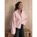 Damen Flauschige Kapuzenjacke aus Teddyfell mit seitlichen Taschen EB