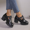 Damen Chunky Heels mit trendiger Schnalle und rutschfester Sohle EB
