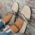 Damen bequeme Mokassins mit dekorativem Riemendesign EB