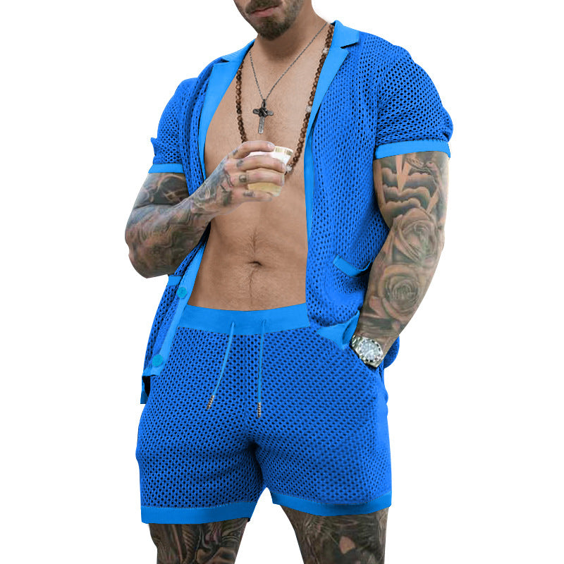 Herren atmungsaktives Künstler-Shorts-Set mit strukturiertem Design EB
