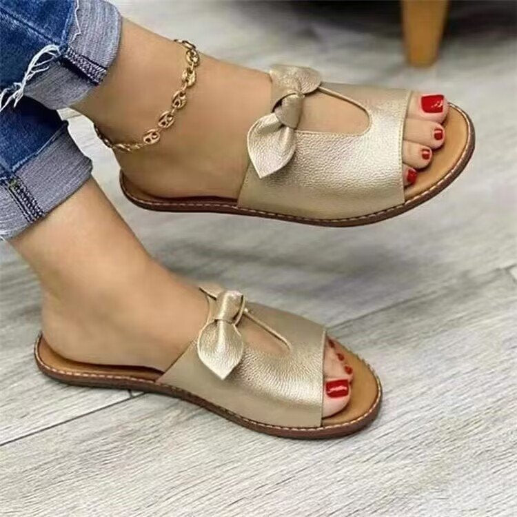 Damen Bogen-Sandalen mit modischem Schleifen-Detail und weichem Fußbett EB