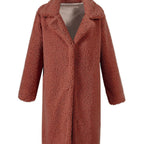Damen Flauschiger Boucle-Mantel mit elegantem Revers und weitem Schnitt EB