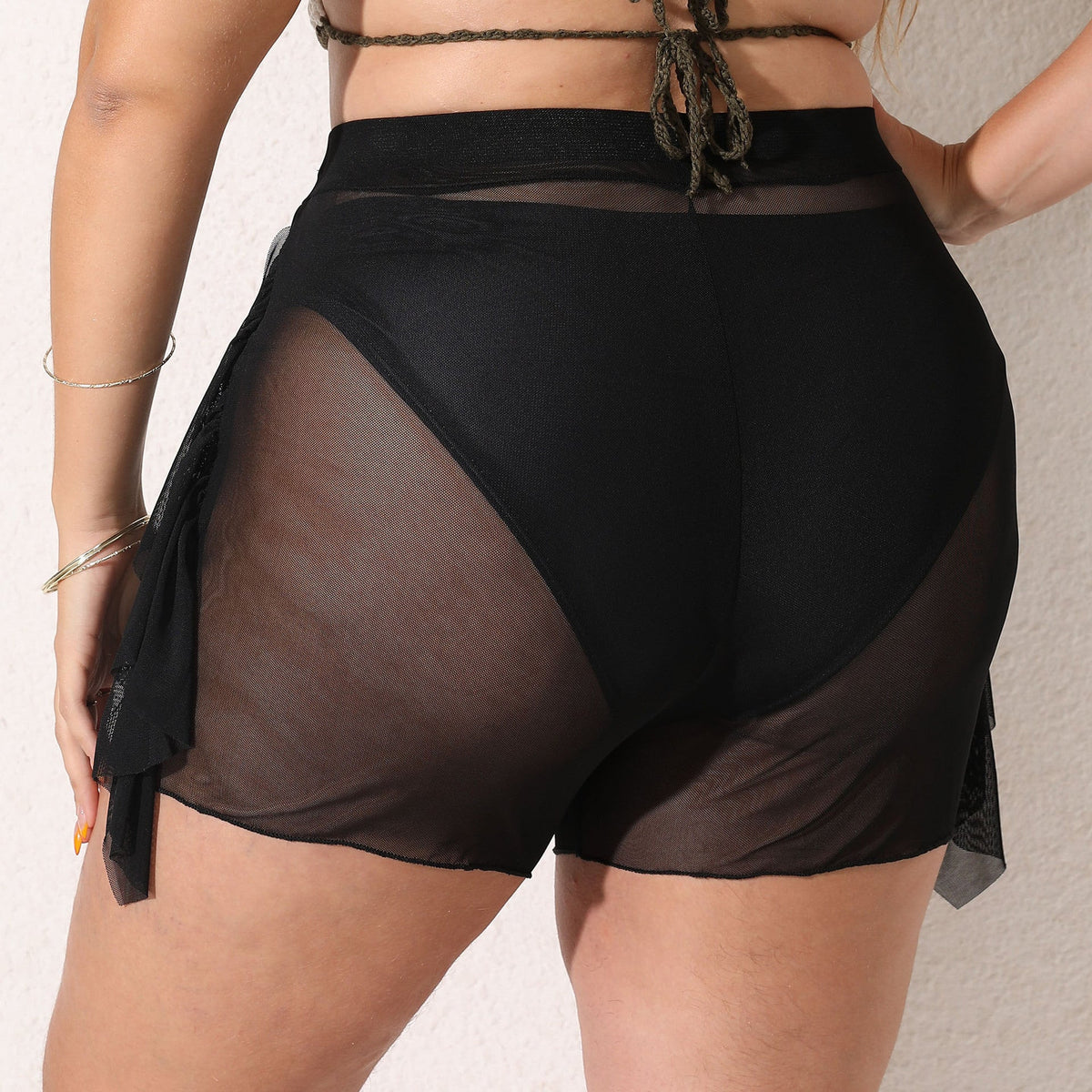 Leicht transparente Damen-Strandshorts mit fließendem Überwurf