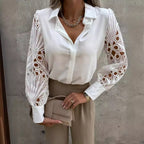 Damen Elegante Bluse mit kunstvollen Spitzenärmeln EB
