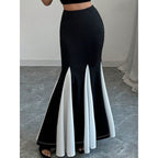 Damen Eleganter Maxi-Rock mit kontrastierenden Volantdetails und hohem Bund EB