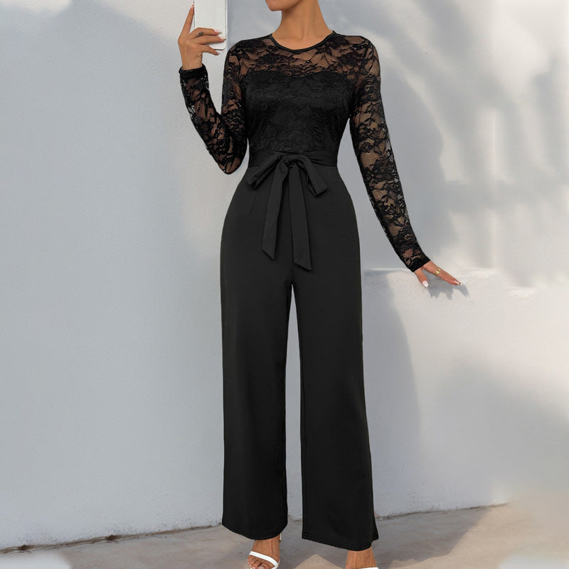 Eleganter und vielseitiger Damen-Jumpsuit mit Spitzenoberteil