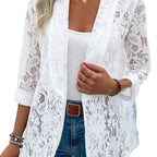 Damen elegante Spitzenjacke mit lässigem Schnitt EB