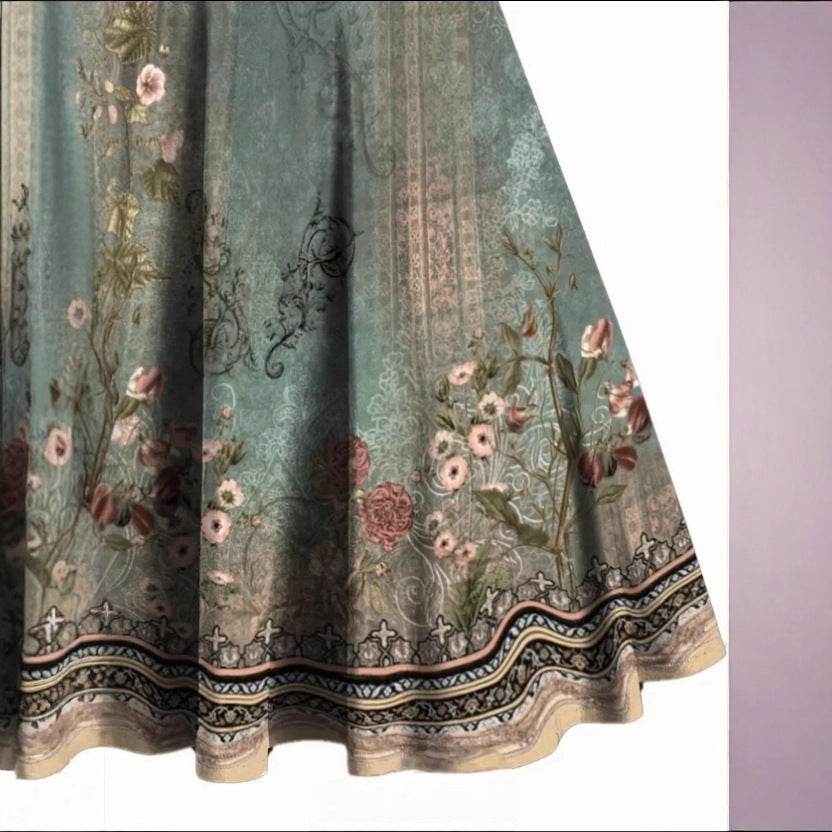 Damen  Kleid mit floralem Design und Zierknöpfen EB