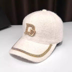 Luxuriöse Baseball-Cap aus Wolle mit Verzierungen
