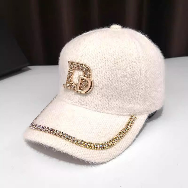 Luxuriöse Baseball-Cap aus Wolle mit Verzierungen